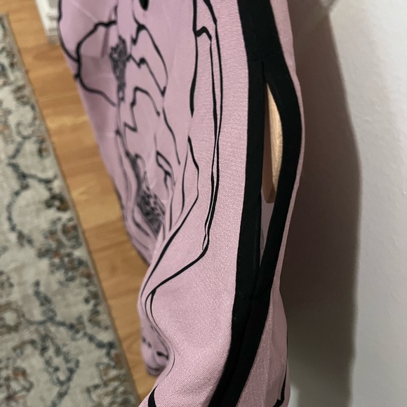 Pink / Rose Abstract Floral Line Print Cutout Sleeve Top Size Large L - Picture 4 of 6